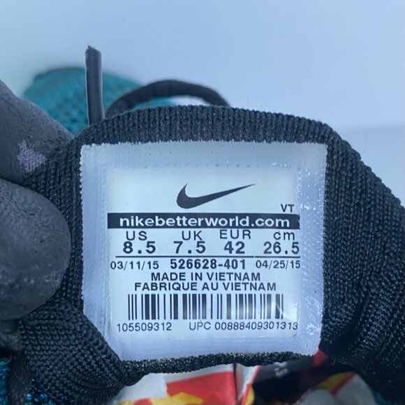 Nike Flyknit Racer Running Shoes Men's 8.5 Blue Lagoon Sneakers 526628 401 - Picture 16 of 16